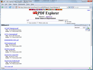 The Web interface client in DBSearch mode